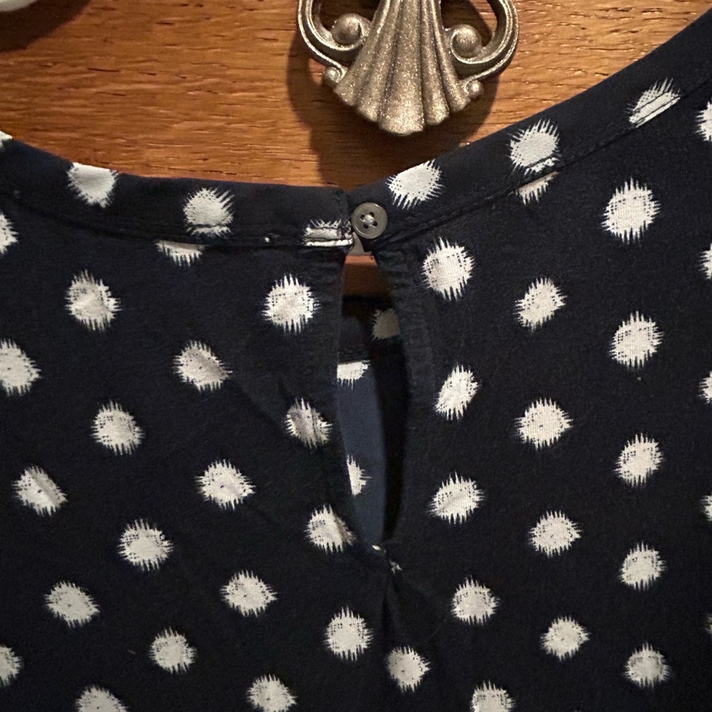 Polka Dot Sleeveless Top - Navy and White - Picture 5 of 5